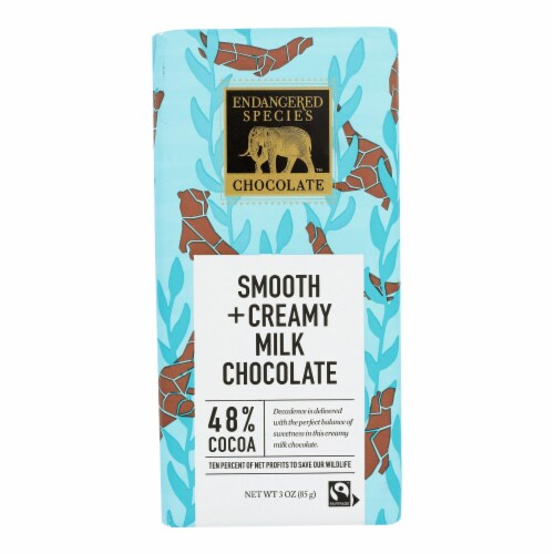 Endangered Species Chocolate Bars - Milk Chocolate - 48 Percent Cocoa - 3 oz Bars - 12Pack Perspective: front