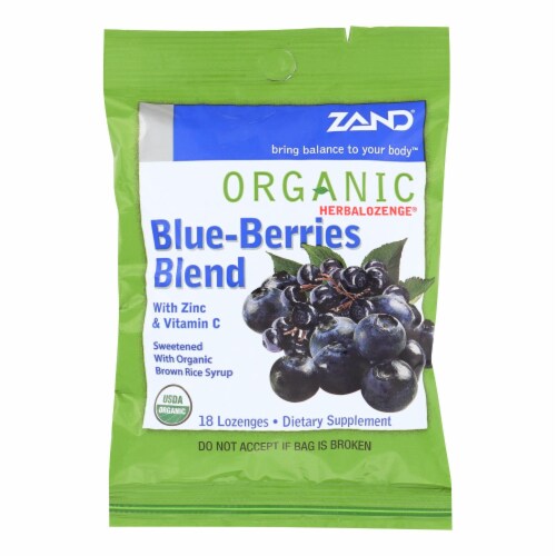 Zand Organic Blueberries Herbalozenges  - Case of 12 - 18 CT Perspective: front
