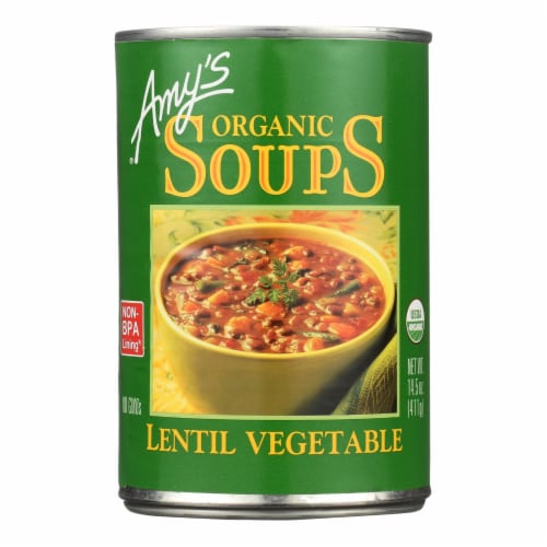 Amy's - Organic Lentil Vegetable Soup - Case of 12 - 14.5 oz Perspective: front