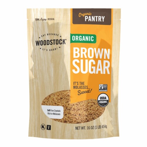 Woodstock Organic Brown Sugar - Case of 12 - 16 OZ Perspective: front