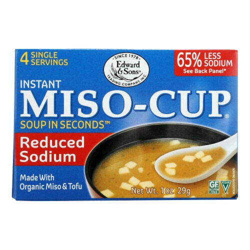 Edward and Sons Reduced Sodium Miso - Cup - Case of 12 - 1 oz. Perspective: front