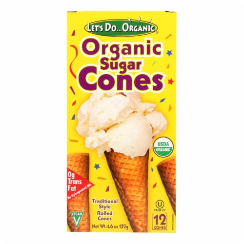 Let's Do Organics Ice Cream Cones - Sugar - Case of 12 - 4.6 oz. Perspective: front