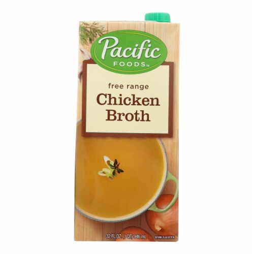 Pacific Natural Foods Chicken Broth - Free Range - Case of 12 - 32 Fl oz. Perspective: front