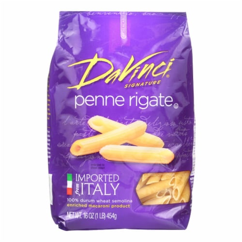 DaVinci - Penne Rigate Pasta - Case of 12 - 1 lb. Perspective: front