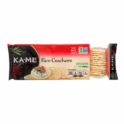 Ka'Me Rice Crackers - Sesame - Case of 12 - 3.5 oz. Perspective: front