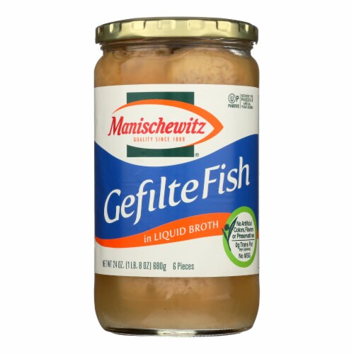 Manischewitz - Gefilte Fish in Liquid Broth - Original - Case of 12 - 24 oz. Perspective: front