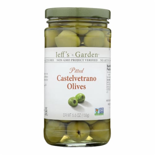 Jeff's Garden Natural Pitted Castelvetrano Olives Perspective: front