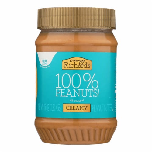 Crazy Richards Natural Creamy Peanut Butter - Case of 12 - 16 oz. Perspective: front
