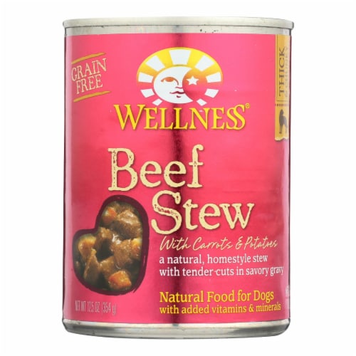 Wellness Pet Products Dog Food - Beef with Carrot and Potatoes - Case of 12 - 12.5 oz. Perspective: front