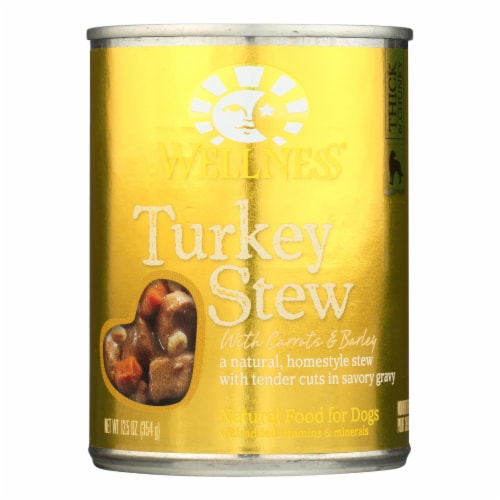 Wellness Pet Products Dog Food - Turkey with Barley and Carrots - Case of 12 - 12.5 oz. Perspective: front