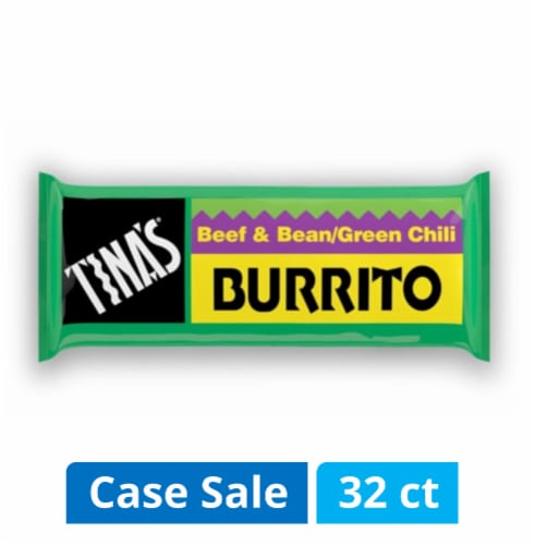 Tina's® Beef & Bean Green Chili Burrito Case Lot Sale Perspective: front