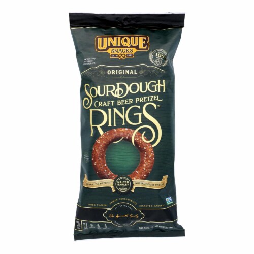 Unique Pretzels - Sourdough Craft Beer Pretzel Rings - Case of 12 - 11 oz. Perspective: front