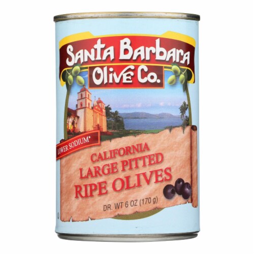 Santa Barbara Pitted Olives - Large Black 5.75 oz. - Pack of 12 Perspective: front