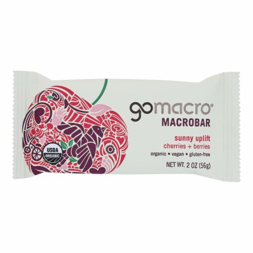 GoMacro Organic Macrobar - Cherries and Berries - 2 oz Bars - Pack of 12 Perspective: front