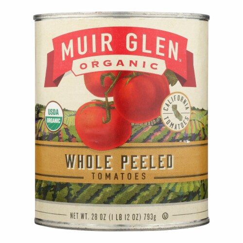 Muir Glen Organic Whole Peeled Tomatoes - Case of 12 - 28 oz. Perspective: front