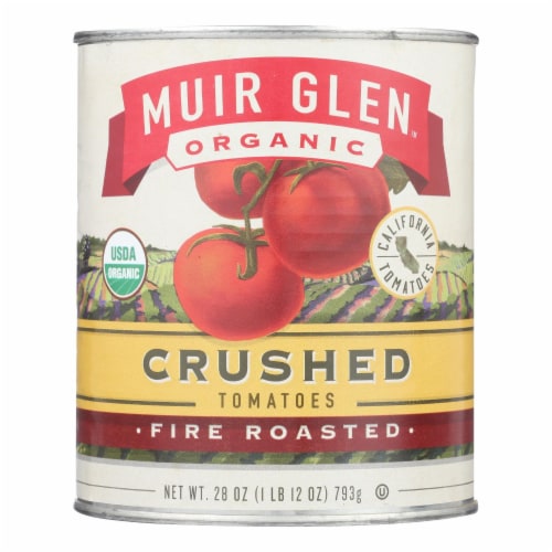 Muir Glen Fire Roasted Crushed Tomato - Tomato - Case of 12 - 28 oz. Perspective: front
