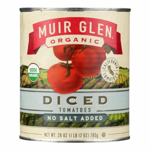 Muir Glen Organic Tomatoes - Diced - No Salt - Case of 12 - 28 oz Perspective: front
