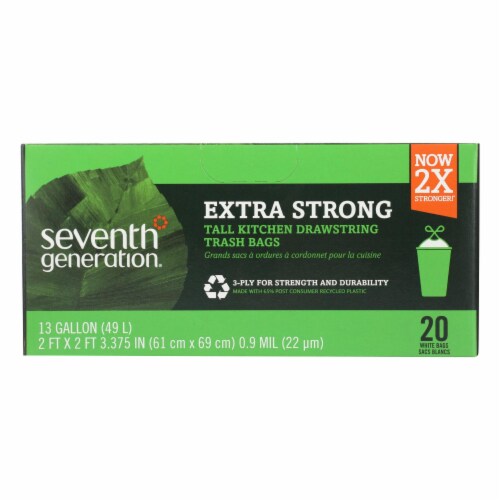 Seventh Generation Extra Strong Tall Kitchen Trash Bags - 13 Gallon - Case of 12 - 20 Count Perspective: front