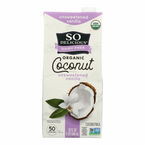 So Delicious Coconut Milk Beverage - Unsweetened Vanilla - Case of 12 - 32 Fl oz. Perspective: front