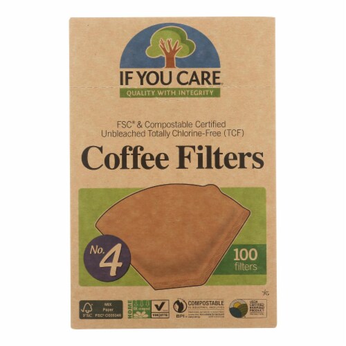 If You Care #4 Cone Coffee Filters - Brown - Case of 12 - 100 Count Perspective: front