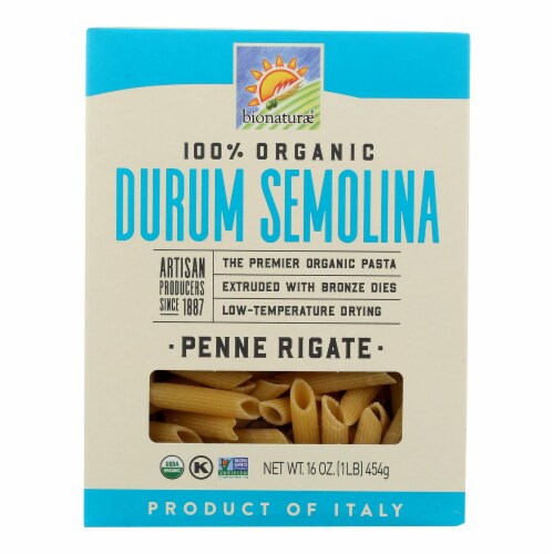Bionaturae Pasta - Organic - 100 Percent Durum Semolina - Penne Rigate - 16 oz - case of 12 Perspective: front