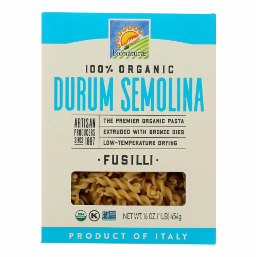 Bionaturae Pasta - Organic - 100 Percent Durum Semolina - Fusilli - 16 oz - case of 12 Perspective: front