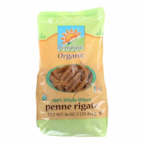 Bionaturae Pasta - Organic - 100 Percent Whole Wheat - Penne Rigate - 16 oz - case of 12 Perspective: front