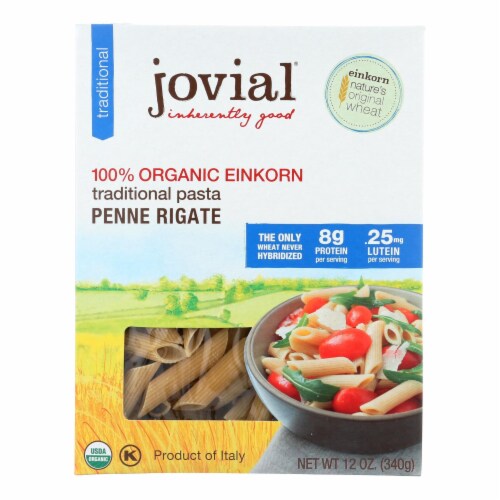 Jovial - Einkorn Penne Rigate - Whole Grain - Case of 12 - 12 oz. Perspective: front
