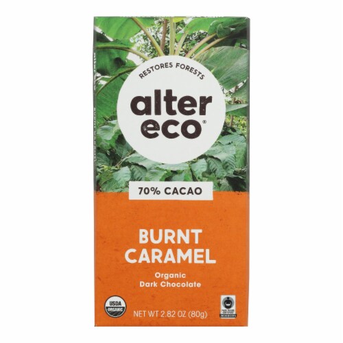 Alter Eco Americas Organic Chocolate Bar - Dark Salted Burnt Caramel-2.82 oz Bars -Case of 12 Perspective: front