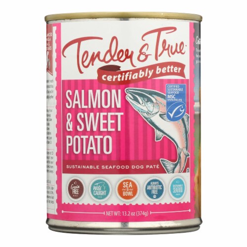 Tender & True - Dog Food Salmon&swt Pot - Case of 12 - 13.2 OZ Perspective: front