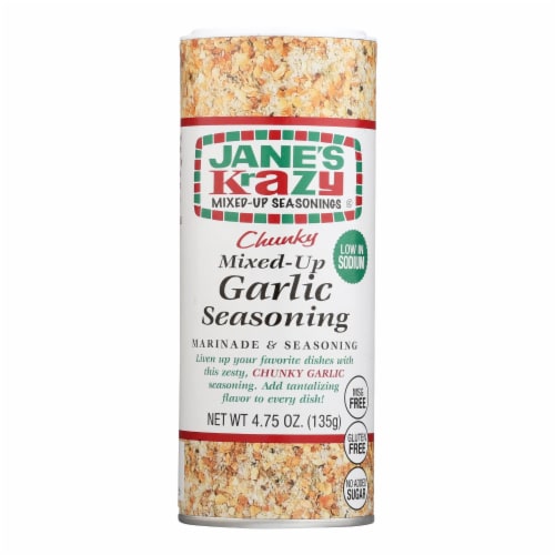 Jane’S Krazy Seasonings Mixed-Up Chunky Garlic Seasoning  - Case of 12 - 4.75 OZ Perspective: front