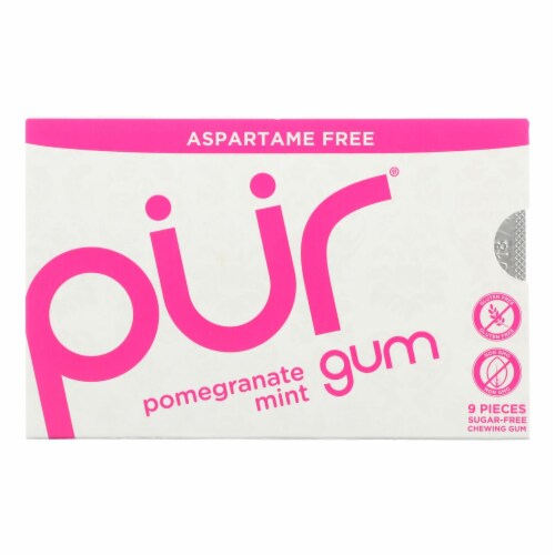 Pur Gum - Pomegranate Mint - Aspartame Free - 9 Pieces - 12.6 g - Case of 12 Perspective: front