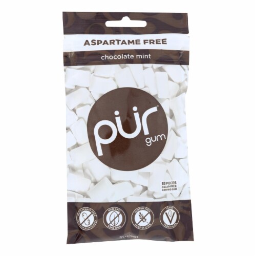 Pur Gum Sugar Free Gum - Chocolate Mint - Case of 12 - 77 GM Perspective: front
