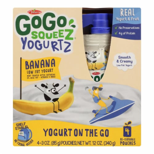 Gogo Squeez Yogurtz Low Fat Yogurt - Case of 12 - 4/3 OZ, Case of