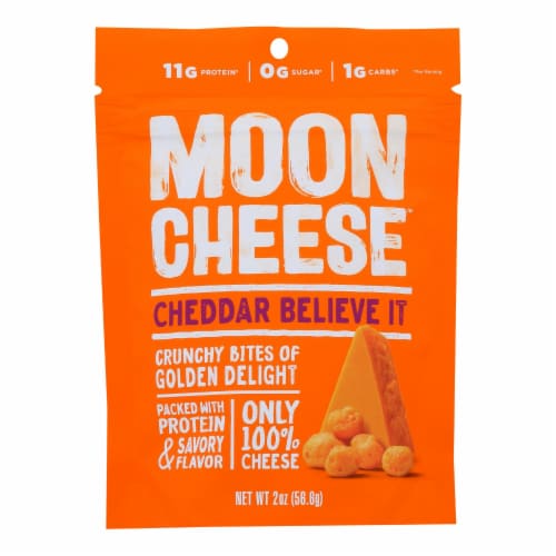 Moon Cheese's Cheddar Dehydrated Cheese Snack - Case of 12 - 2 OZ Perspective: front