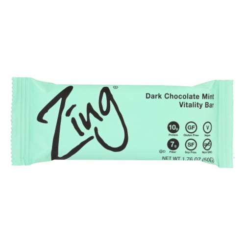 Zing Bars - Nutrition Bar - Dark Chocolate Sunflower Mint - Nut Free - 1.76 oz - Pack of 12 Perspective: front