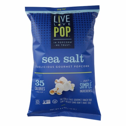 Live Love Pop Delicious Gourmet Popcorn Sea Salt- Case of 12 - 4.4 OZ Perspective: front