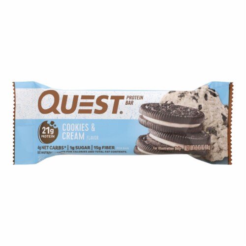Quest Bar - Cookies and Cream - 2.12 oz - Pack of 12 Perspective: front