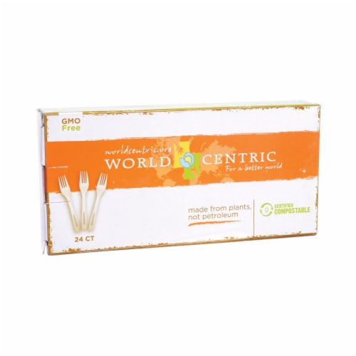 World Centric Corn Starch Fork - Case of 12 - 24 Count Perspective: front