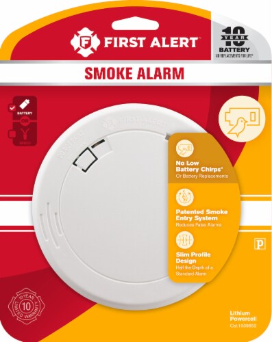 First Alert™ 10-Year Battery Round Smoke Alarm - White Perspective: front