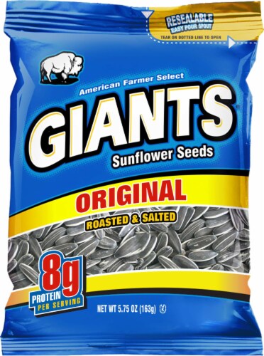 Giants Original Roasted and Salted Sunflower Seeds Snacks, 5.75 Ounce -- 12 per case Perspective: front