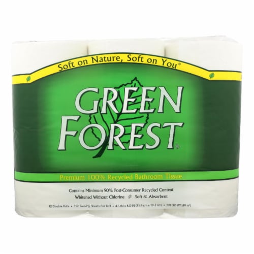 Green Forest Bathroom Tissue - Double Roll 2 Ply - Case of 4 - 12 Perspective: front