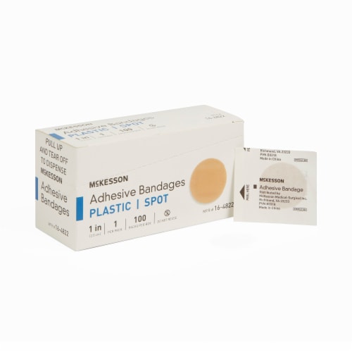 McKesson Tan Plastic Adhesive Spot Bandage Sterile 1 2400 per Case Perspective: front