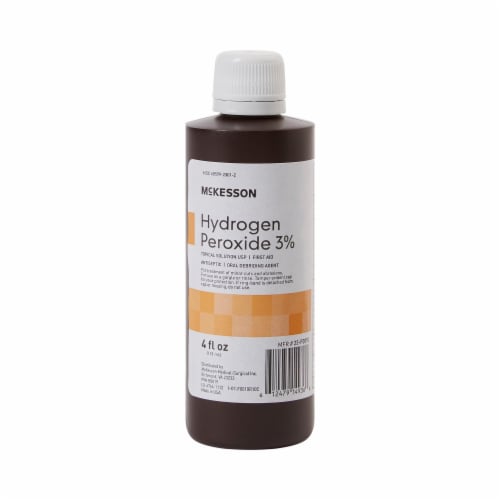 McKesson Antiseptic Hydrogen Peroxide 4 oz. Bottle Topical Liquid 3% Strength , 24 Ct Perspective: front