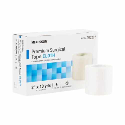 McKesson White Silk-Like Cloth Medical Tape 2 x 10 Yd 10 Boxes, 6 Rolls/Box 100202 Perspective: front