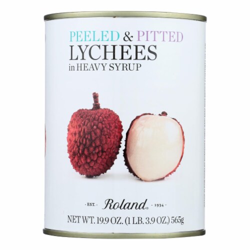 Roland Whole Lychees - In Heavy Syrup - Case of 24 - 20 oz. Perspective: front