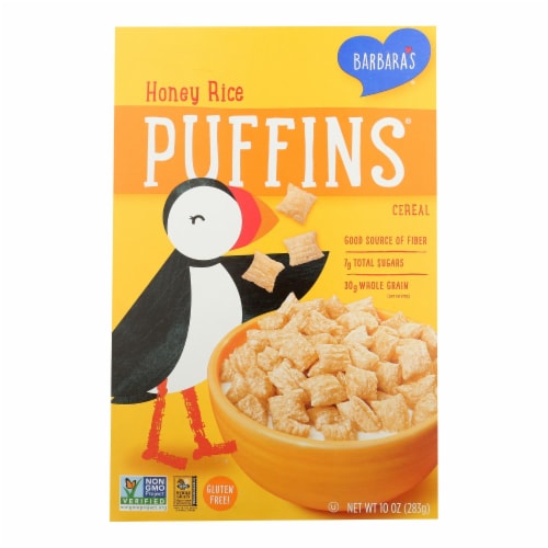 Barbara's Bakery - Puffins Cereal - Honey Rice - Case of 12 - 10 oz. Perspective: front