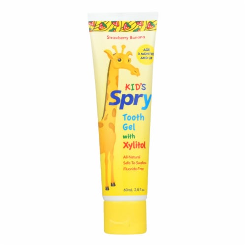 Spry Tooth Gel - Strawberry and Banana - 2 Fl oz. Perspective: front