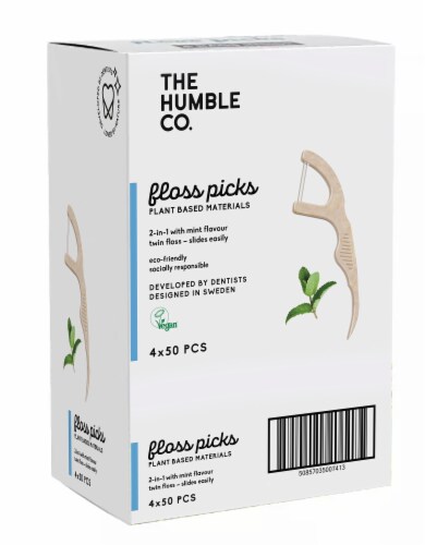 The Humble Co. Floss Picks 2 in 1 Mint Flavour Perspective: front