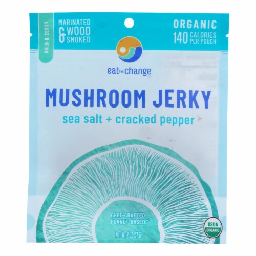 Eat The Change - Mushroom Jerky - Sea Salt + Cracked Pepper - Case of 8-2 OZ Perspective: front